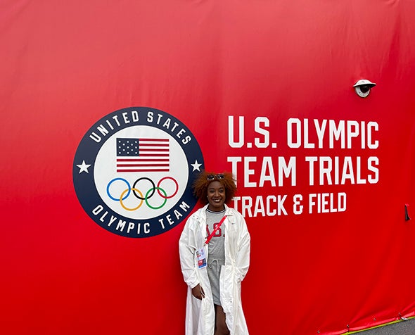 Breigh Jones-Coplin poses for a photo at the Olympic trials in Eugene.