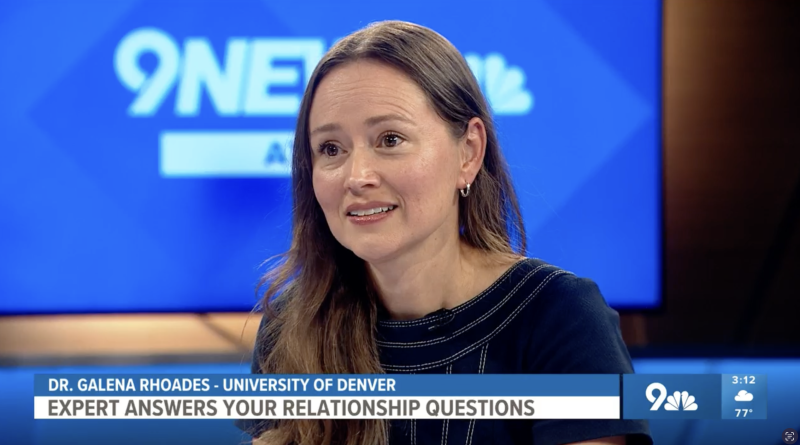 Dr. Galena Rhoades speaking on 9News set